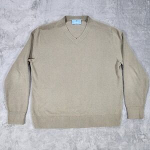 Ben Silver Sweater Mens Medium Beige Pima Cotton V Neck Lightweight Knit Classic